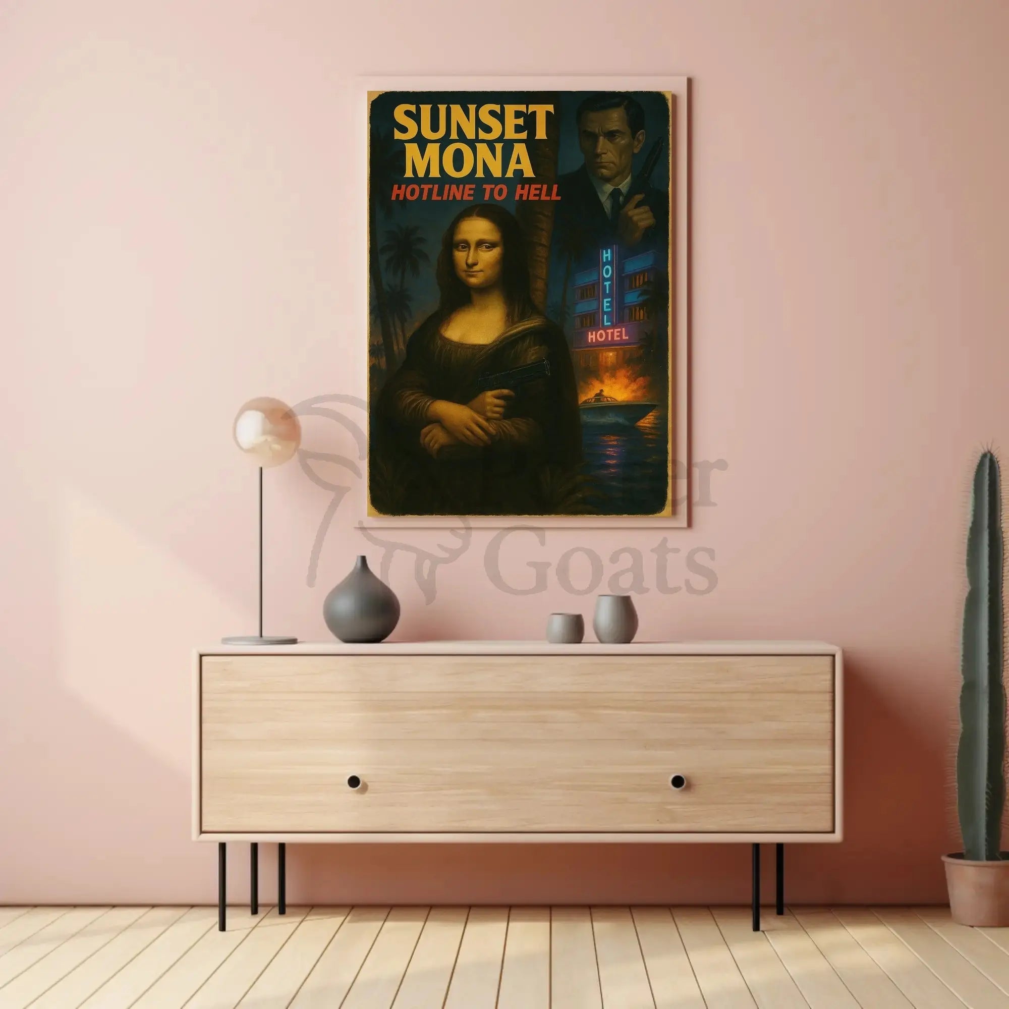Sunset Mona Noir Thriller Retro Movie Pop Culture Poster PosterGoat