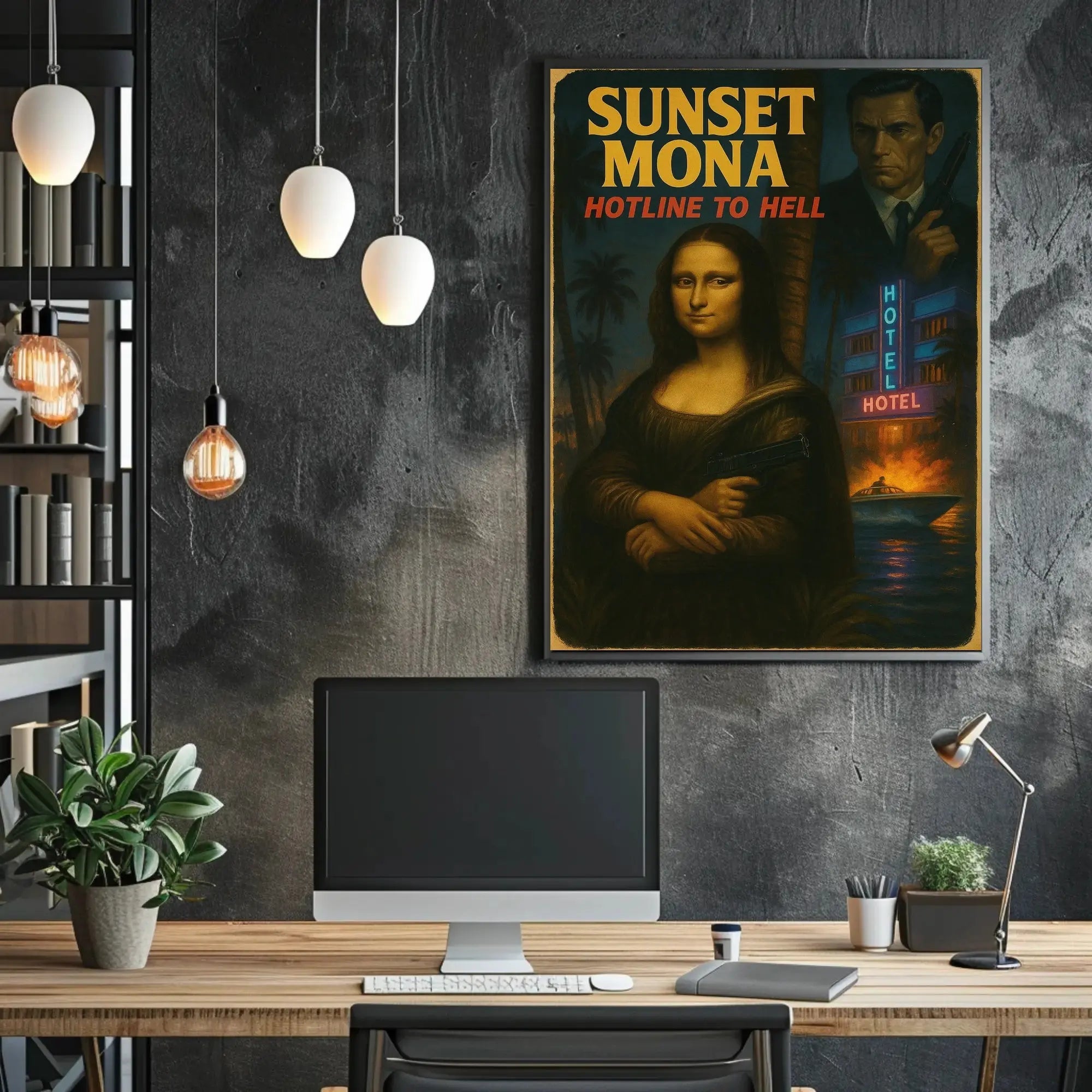 Sunset Mona Noir Thriller Retro Movie Pop Culture Poster PosterGoat