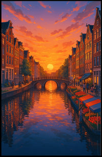 Sunset Over the Canal Poster PosterGoat