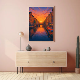 Sunset Over the Canal Poster PosterGoat