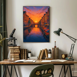 Sunset Over the Canal Poster PosterGoat