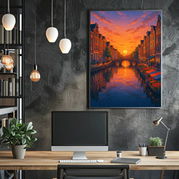 Sunset Over the Canal Poster PosterGoat