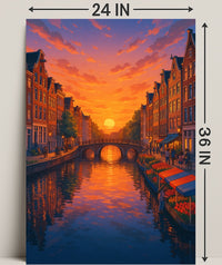 Sunset Over the Canal Poster PosterGoat