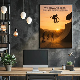 Sunset Skateboarding Adventure at Woodward 2025 - Sports Poster PosterGoat