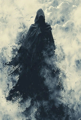 Supernatural Hooded Figure with Bats Artistic or Pop Culture Poster PosterGoat