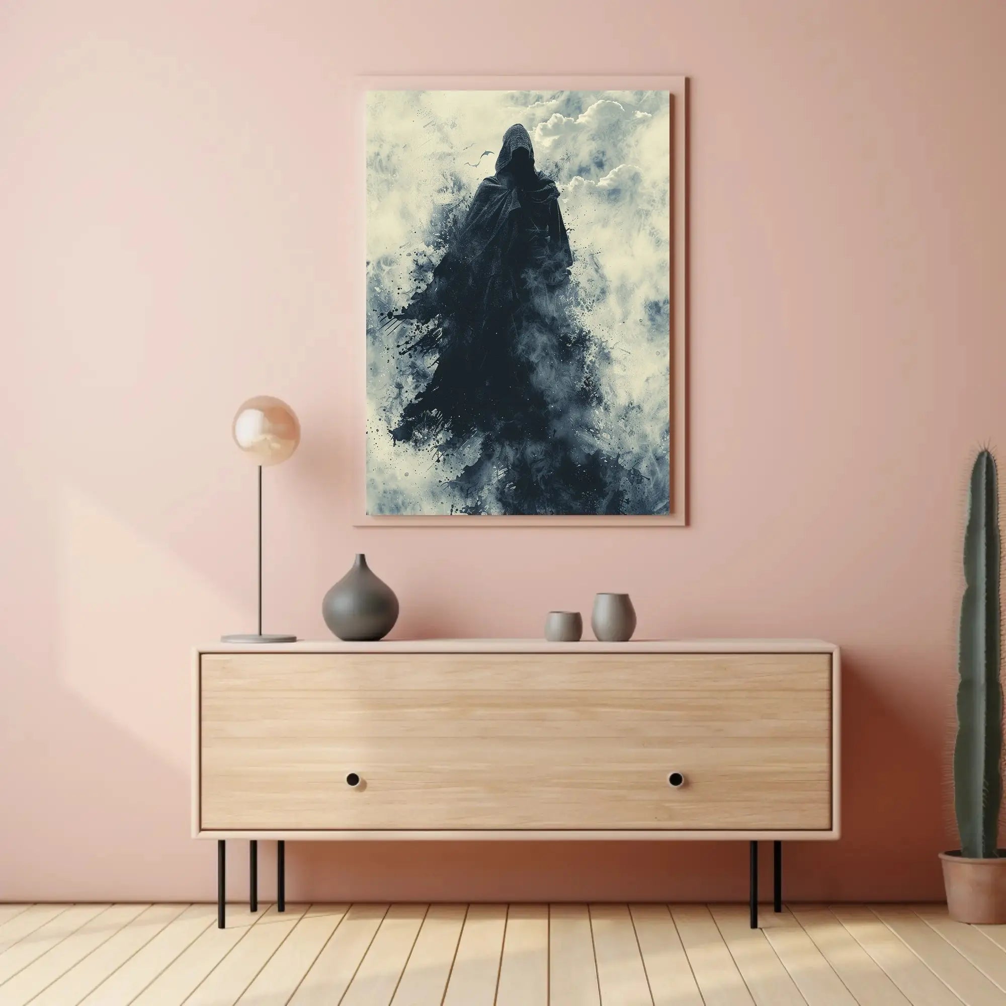 Supernatural Hooded Figure with Bats Artistic or Pop Culture Poster PosterGoat