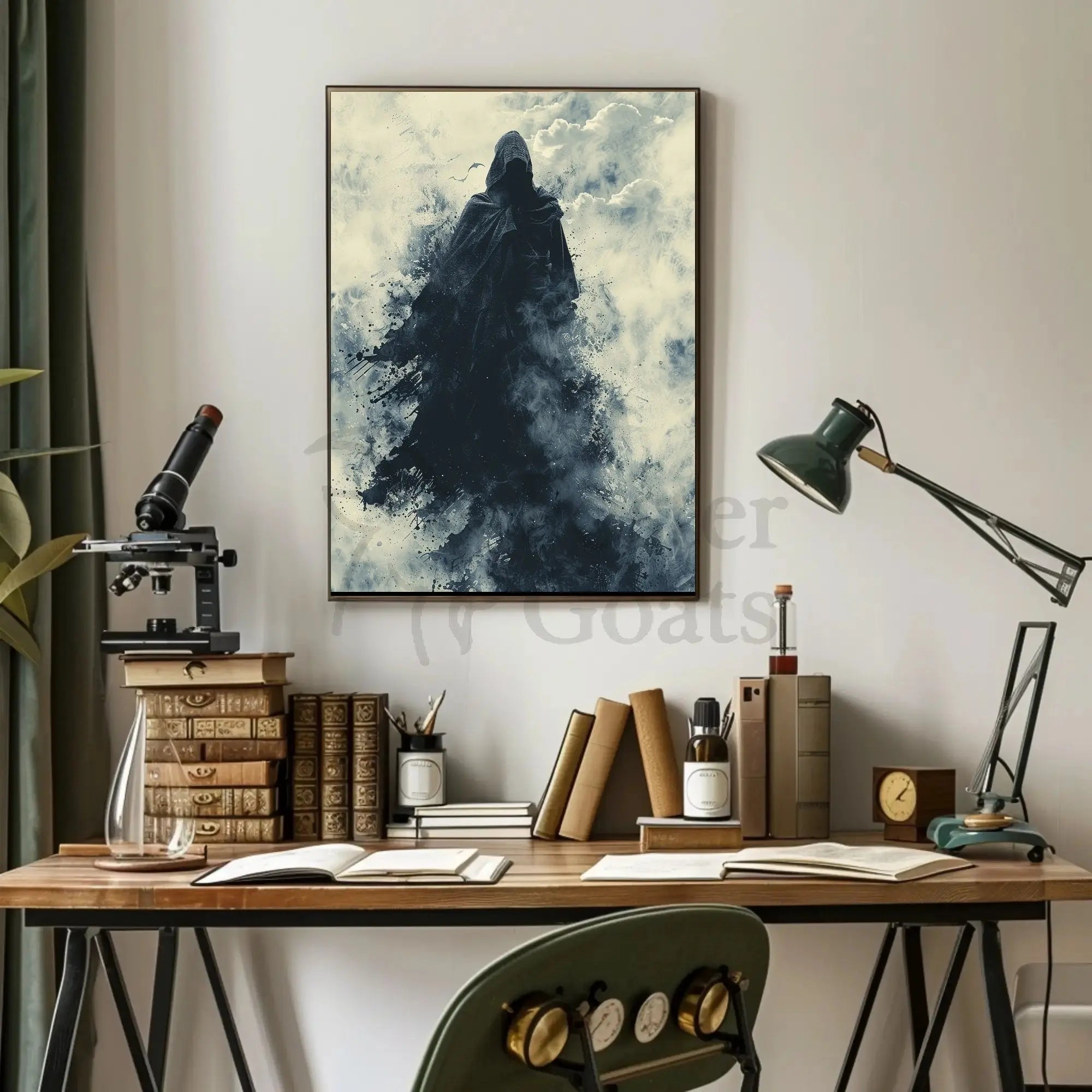 Supernatural Hooded Figure with Bats Artistic or Pop Culture Poster PosterGoat