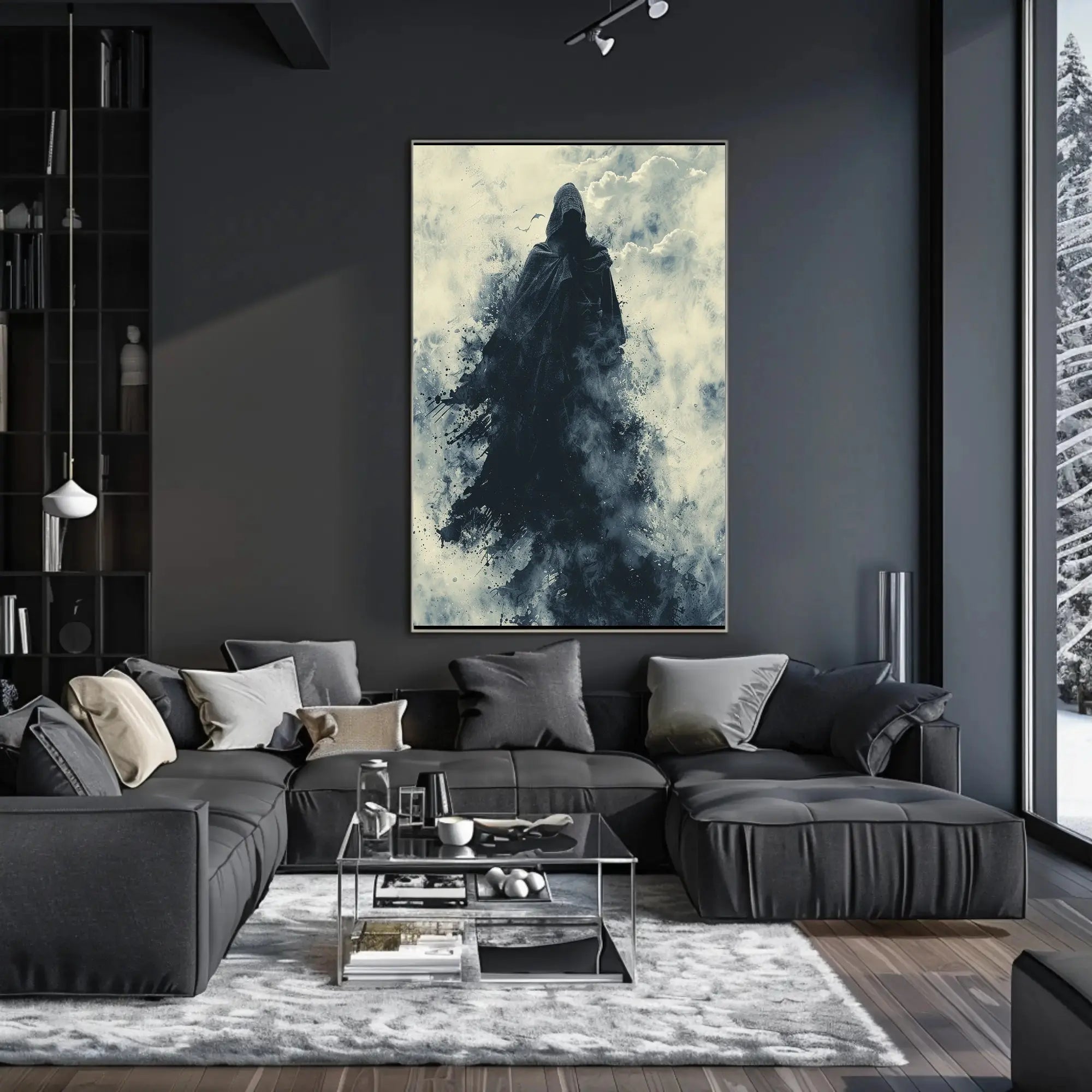 Supernatural Hooded Figure with Bats Artistic or Pop Culture Poster PosterGoat