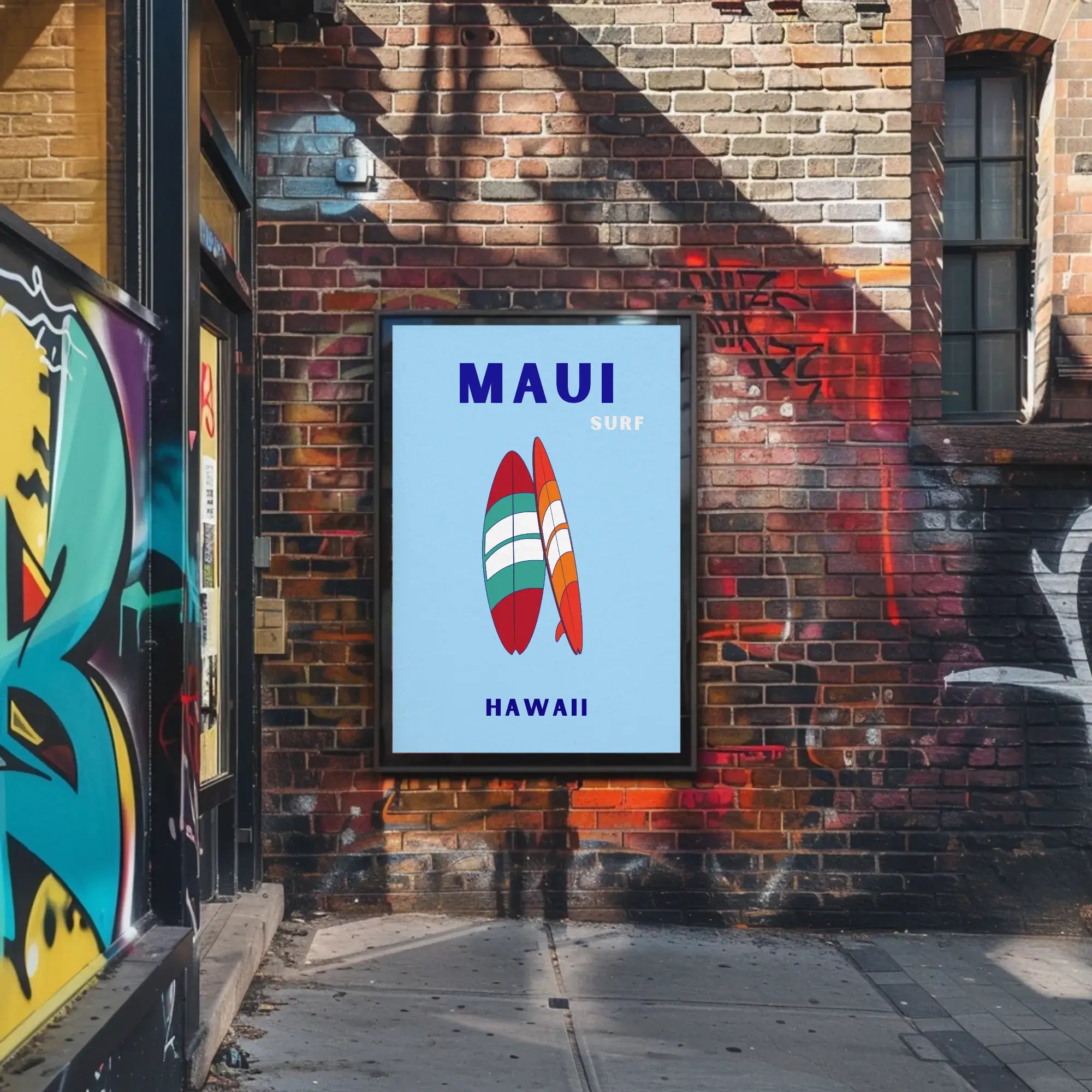 Surfboards and Waves Maui Hawaii Sports Poster PosterGoat