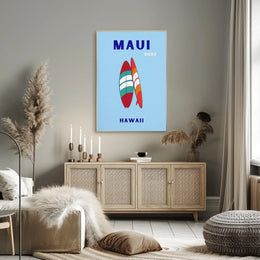 Surfboards and Waves Maui Hawaii Sports Poster PosterGoat