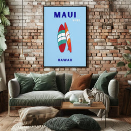 Surfboards and Waves Maui Hawaii Sports Poster PosterGoat