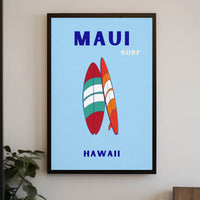 Surfboards and Waves Maui Hawaii Sports Poster PosterGoat