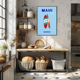 Surfboards and Waves Maui Hawaii Sports Poster PosterGoat