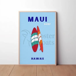 Surfboards and Waves Maui Hawaii Sports Poster PosterGoat