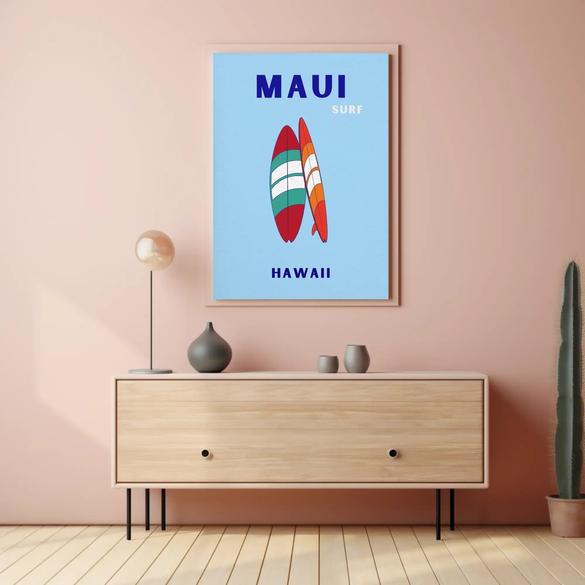 Surfboards and Waves Maui Hawaii Sports Poster PosterGoat