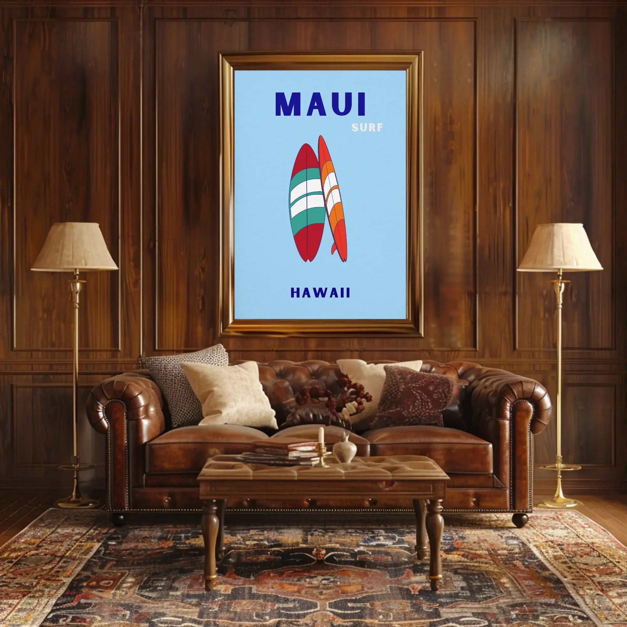 Surfboards and Waves Maui Hawaii Sports Poster PosterGoat