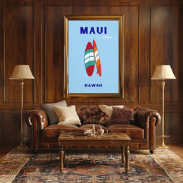 Surfboards and Waves Maui Hawaii Sports Poster PosterGoat