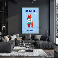 Surfboards and Waves Maui Hawaii Sports Poster PosterGoat
