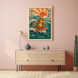 Surfing Pangolin Adventure Poster PosterGoat