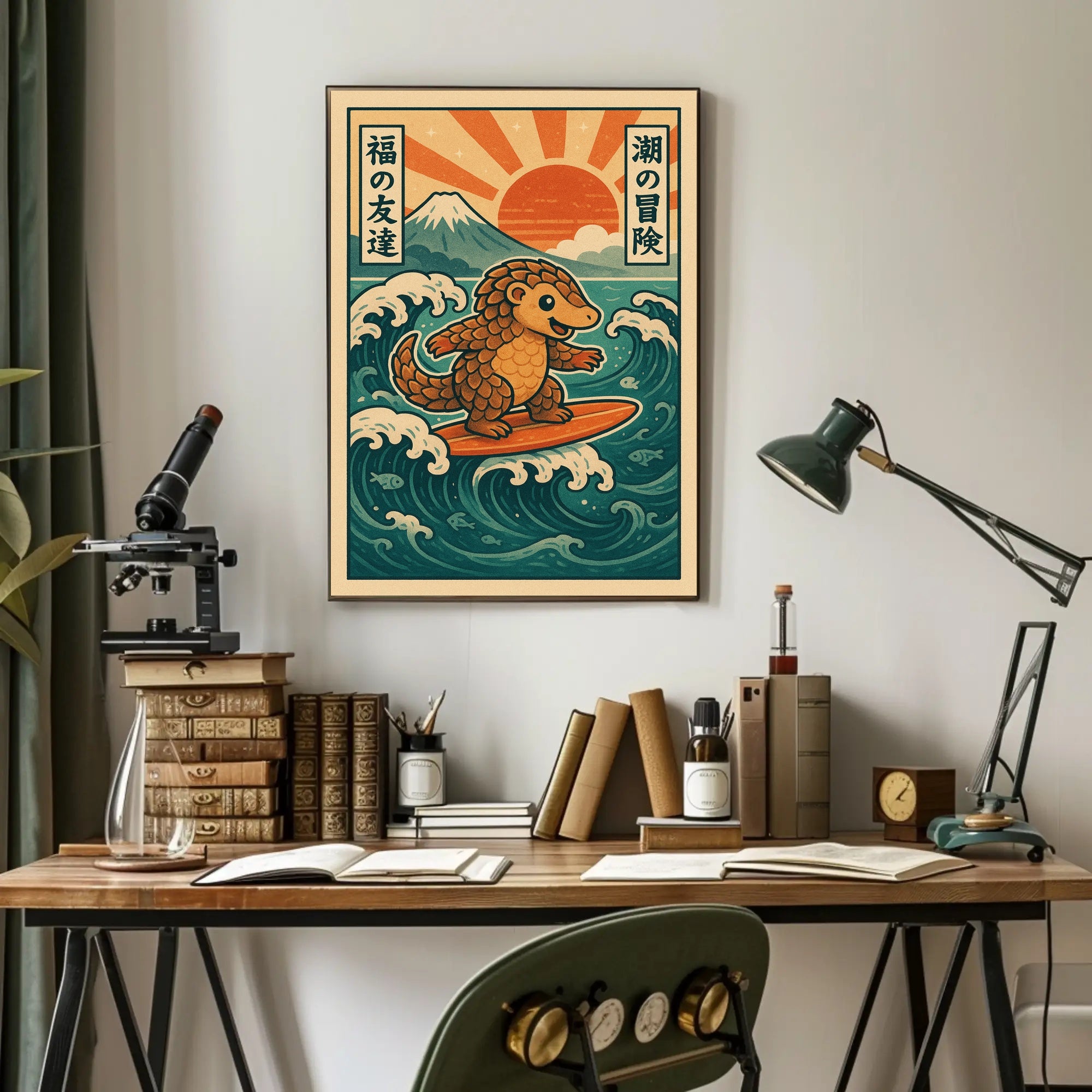 Surfing Pangolin Adventure Poster PosterGoat