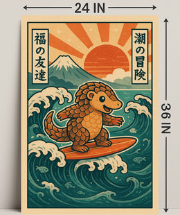Surfing Pangolin Adventure Poster PosterGoat