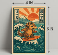 Surfing Pangolin Adventure Poster PosterGoat
