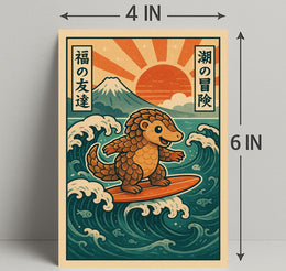 Surfing Pangolin Adventure Poster PosterGoat