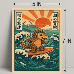 Surfing Pangolin Adventure Poster PosterGoat