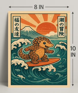 Surfing Pangolin Adventure Poster PosterGoat