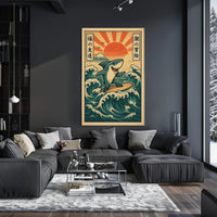 Surfing Shark Adventure Poster PosterGoat