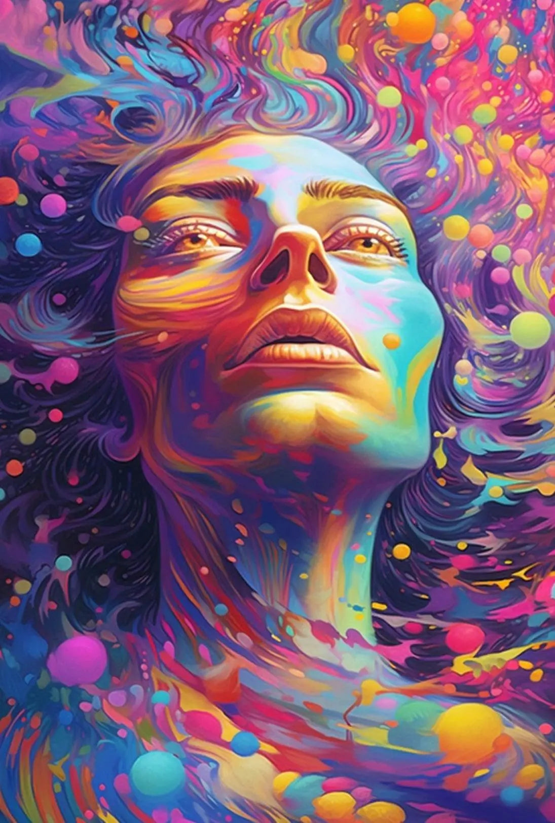 Surreal Cosmic Face Art Print Abstract, Artistic, or Pop Culture Poster PosterGoat