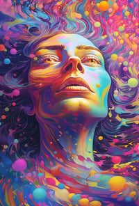 Surreal Cosmic Face Art Print Abstract, Artistic, or Pop Culture Poster PosterGoat