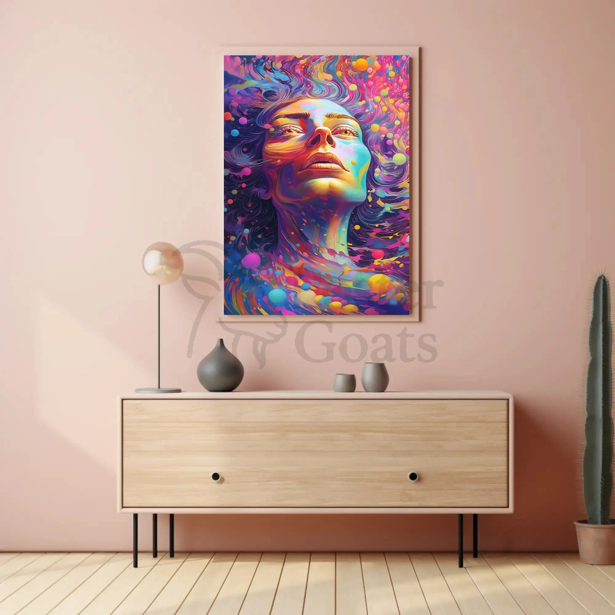Surreal Cosmic Face Art Print Abstract, Artistic, or Pop Culture Poster PosterGoat