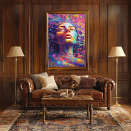 Surreal Cosmic Face Art Print Abstract, Artistic, or Pop Culture Poster PosterGoat