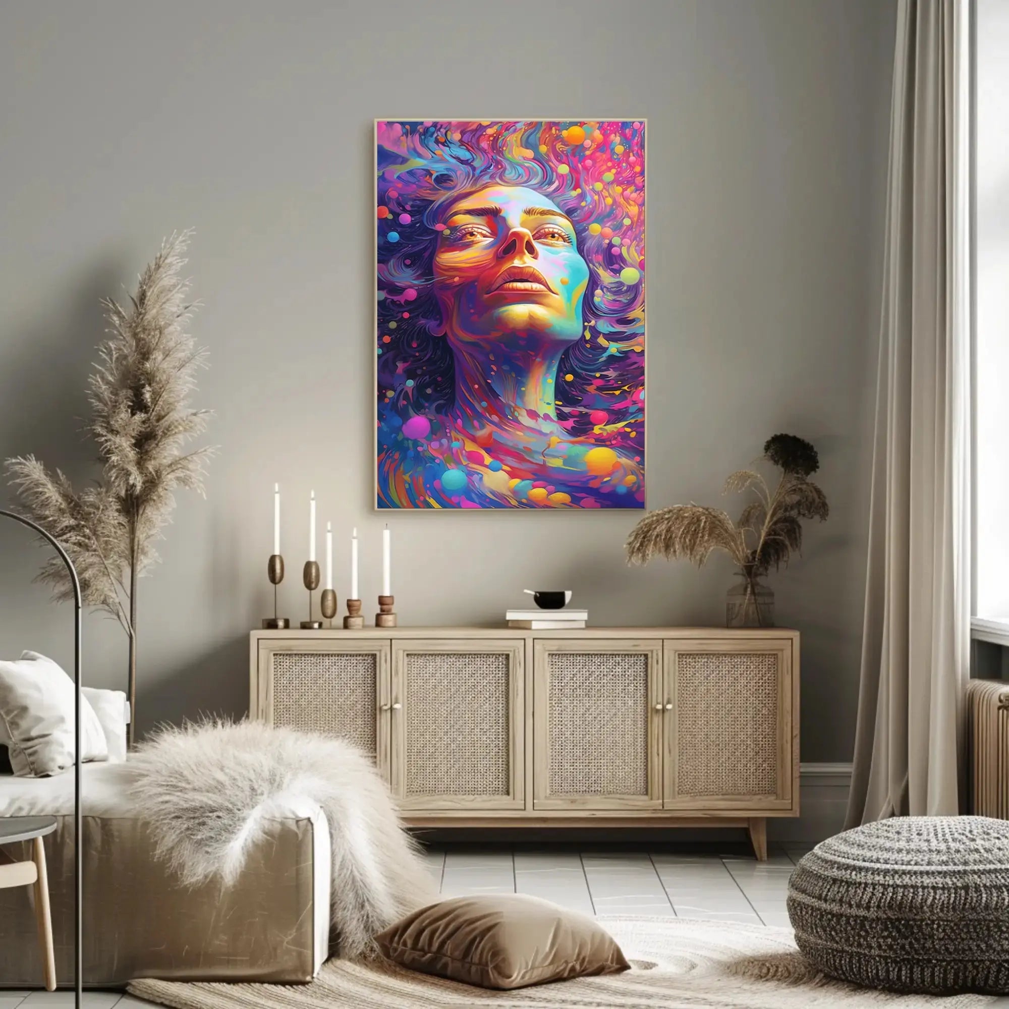 Surreal Cosmic Face Art Print Abstract, Artistic, or Pop Culture Poster PosterGoat