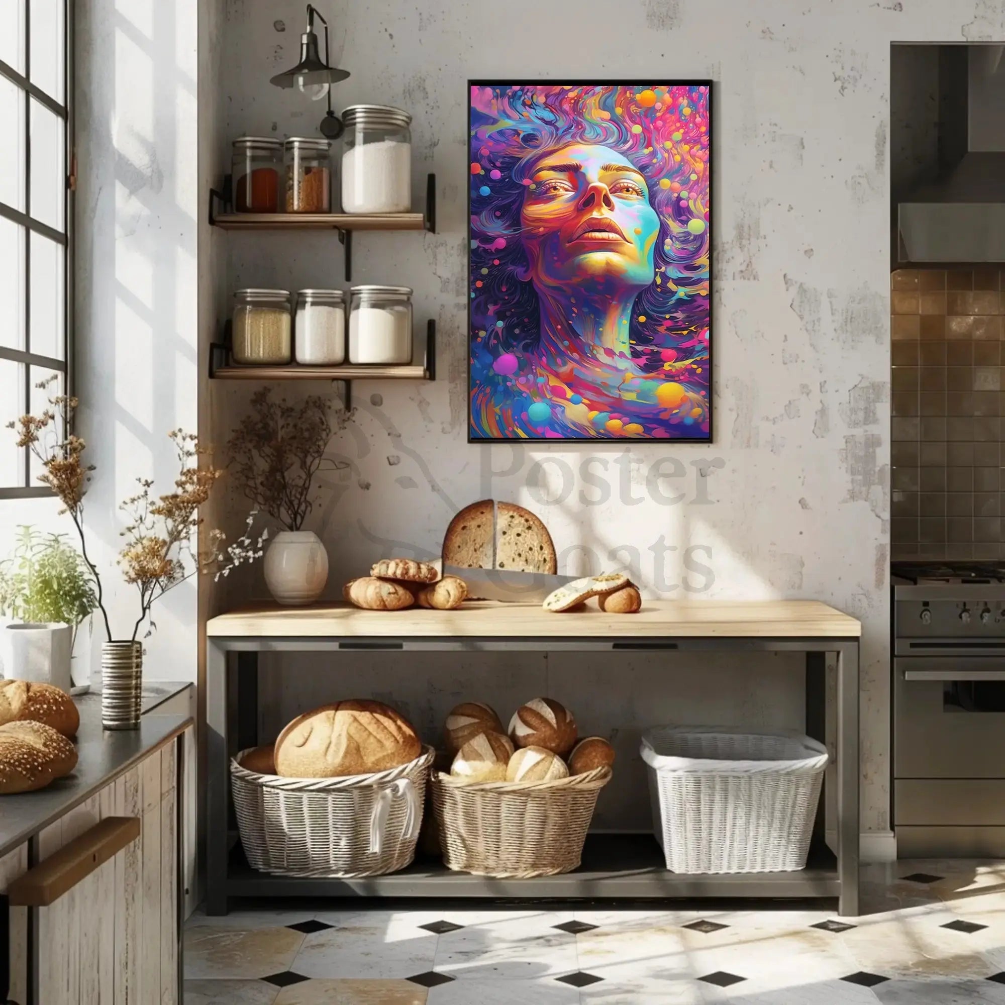 Surreal Cosmic Face Art Print Abstract, Artistic, or Pop Culture Poster PosterGoat