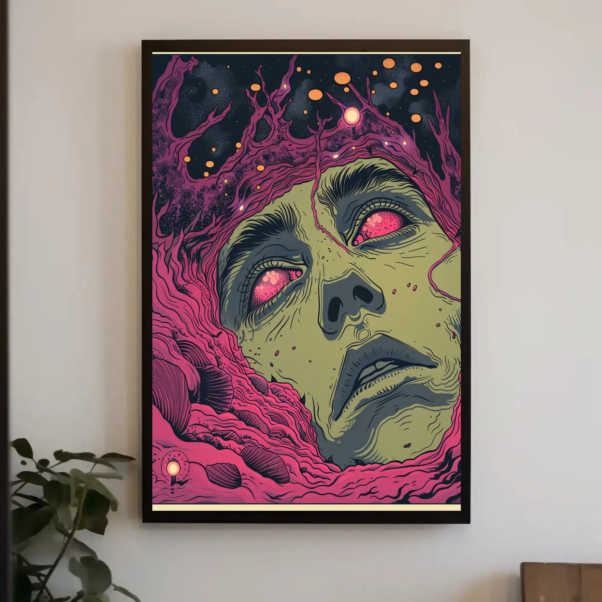 Surreal Cosmic Face Futuristic Sci-Fi Poster PosterGoat
