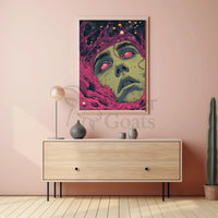 Surreal Cosmic Face Futuristic Sci-Fi Poster PosterGoat