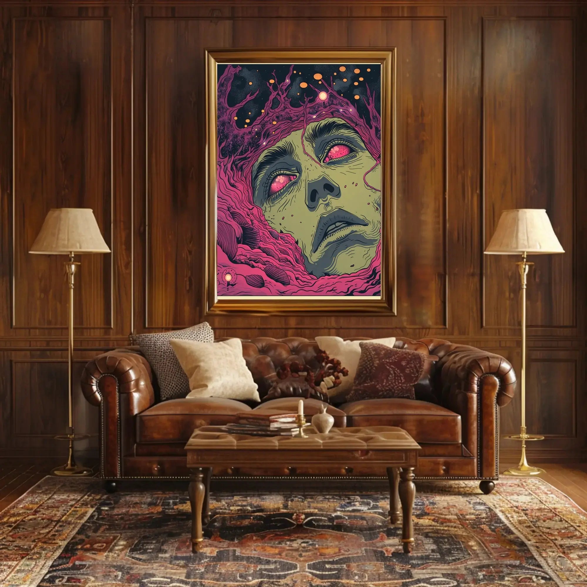Surreal Cosmic Face Futuristic Sci-Fi Poster PosterGoat