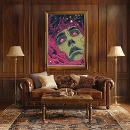 Surreal Cosmic Face Futuristic Sci-Fi Poster PosterGoat