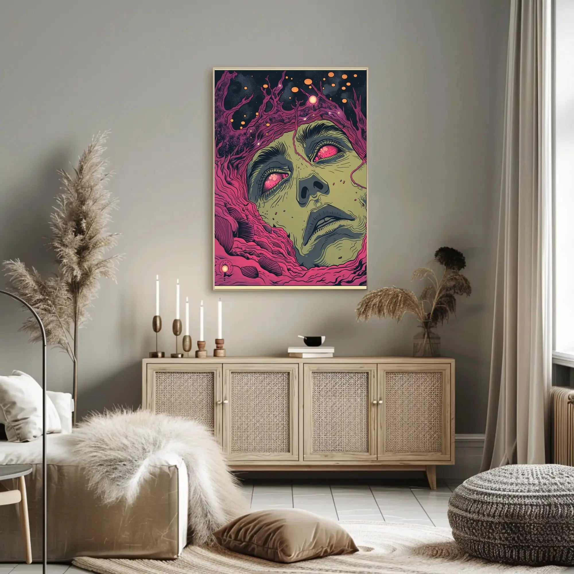 Surreal Cosmic Face Futuristic Sci-Fi Poster PosterGoat