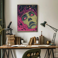 Surreal Cosmic Face Futuristic Sci-Fi Poster PosterGoat