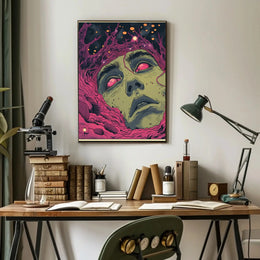Surreal Cosmic Face Futuristic Sci-Fi Poster PosterGoat