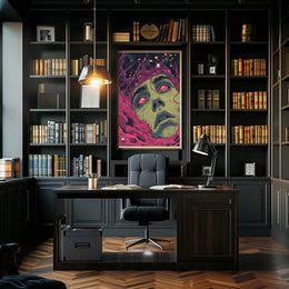 Surreal Cosmic Face Futuristic Sci-Fi Poster PosterGoat