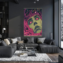 Surreal Cosmic Face Futuristic Sci-Fi Poster PosterGoat