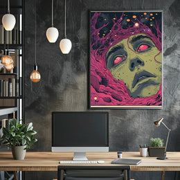 Surreal Cosmic Face Futuristic Sci-Fi Poster PosterGoat