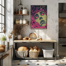 Surreal Cosmic Face Futuristic Sci-Fi Poster PosterGoat