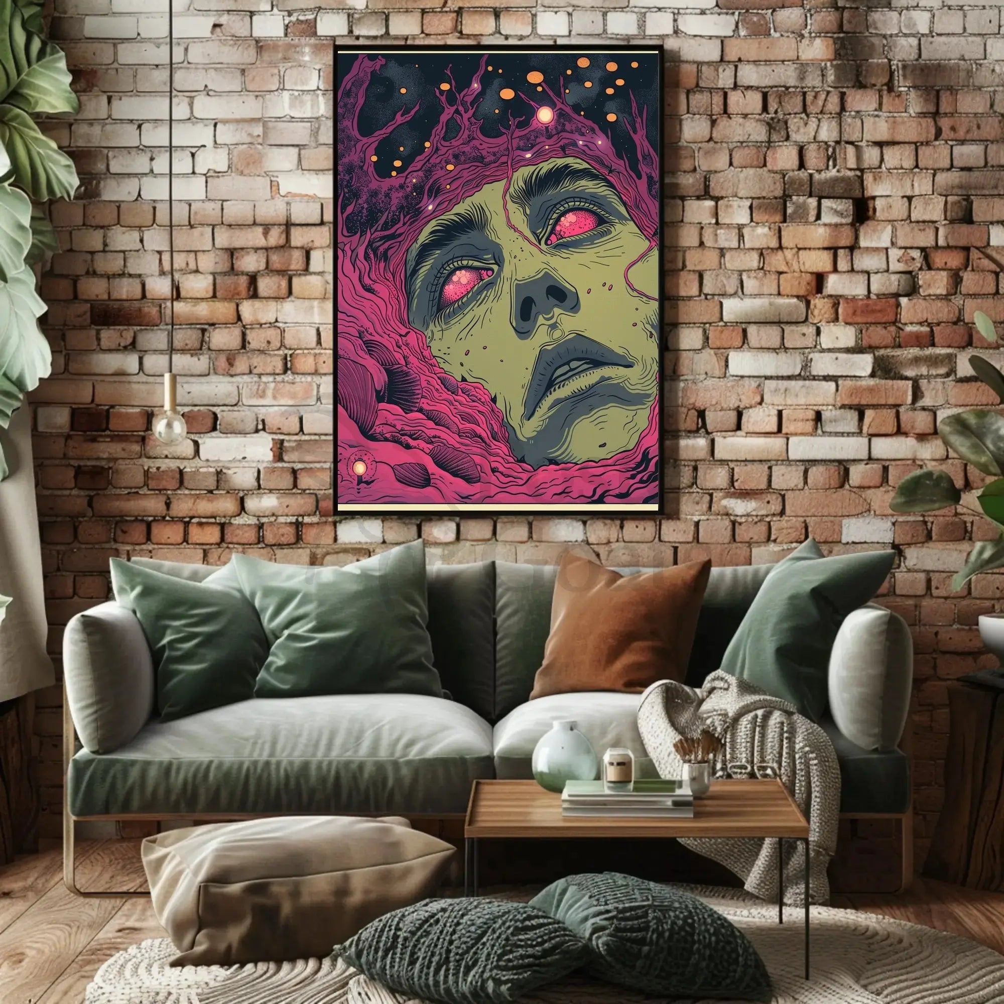 Surreal Cosmic Face Futuristic Sci-Fi Poster PosterGoat