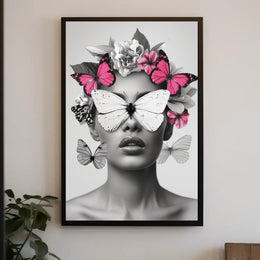 Surreal Elegance: Artistic Woman with Butterflies Poster PosterGoat