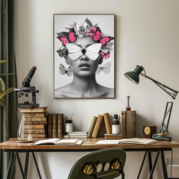 Surreal Elegance: Artistic Woman with Butterflies Poster PosterGoat